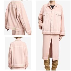 7 For All Mankind Blush Pink Peach Denim Jacket Oversized Trucker Made In Italy